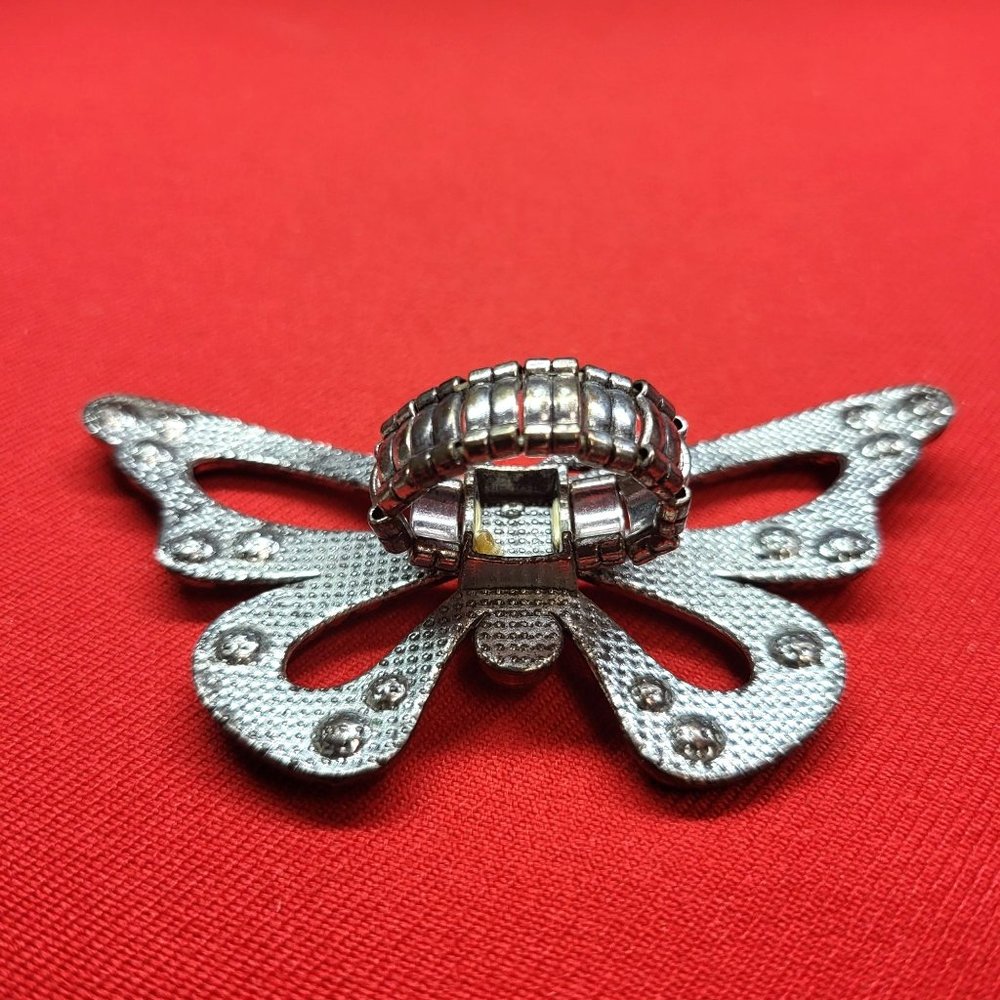 Large Crystal Butterfly Stretch Ring - Picture 5 of 12